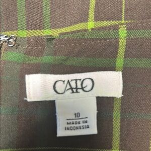 Cato Olive and Lime Plaid Skirt Size 10